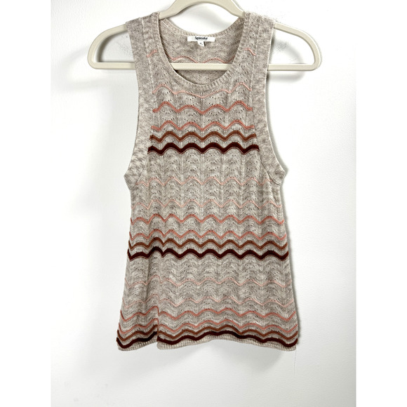 Splendid Sleeveless Linen Blend Open Knit Bohemian Quiet Luxury Coastal Tunic M - Picture 1 of 7